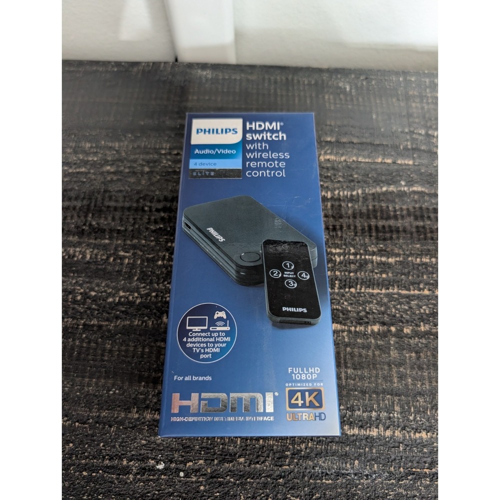 NEW Philips 4 Port HDMI Switch Elite 4K Ultra HD W/Remote +2 HDMI